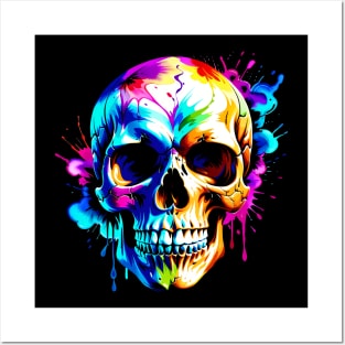 Colored Skull Design in Vibrant Vector Style Posters and Art